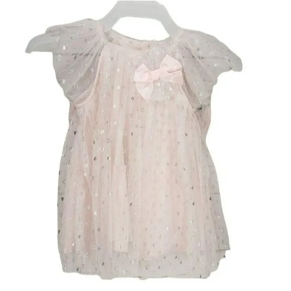 Little Lass Baby 0/3‎ Months Pink Hearts Dress